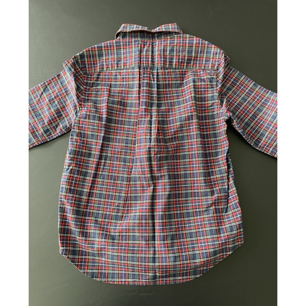 Polo Ralph Lauren Boy Size 5 Plaid Button Down Shirt Navy Red Long Sleeve Cotton - Picture 6 of 11